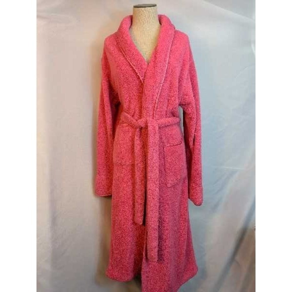 Bath‎ & Body Works Pink Fuzzy Plush Robe Bathrobe L/XL Tie Waist Loungewear
